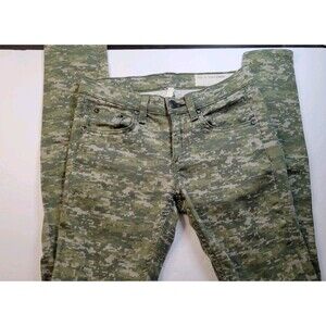 rag & bone JEAN Digital Camo Skinny Jeans Green Size 24 AS IS Read Desc